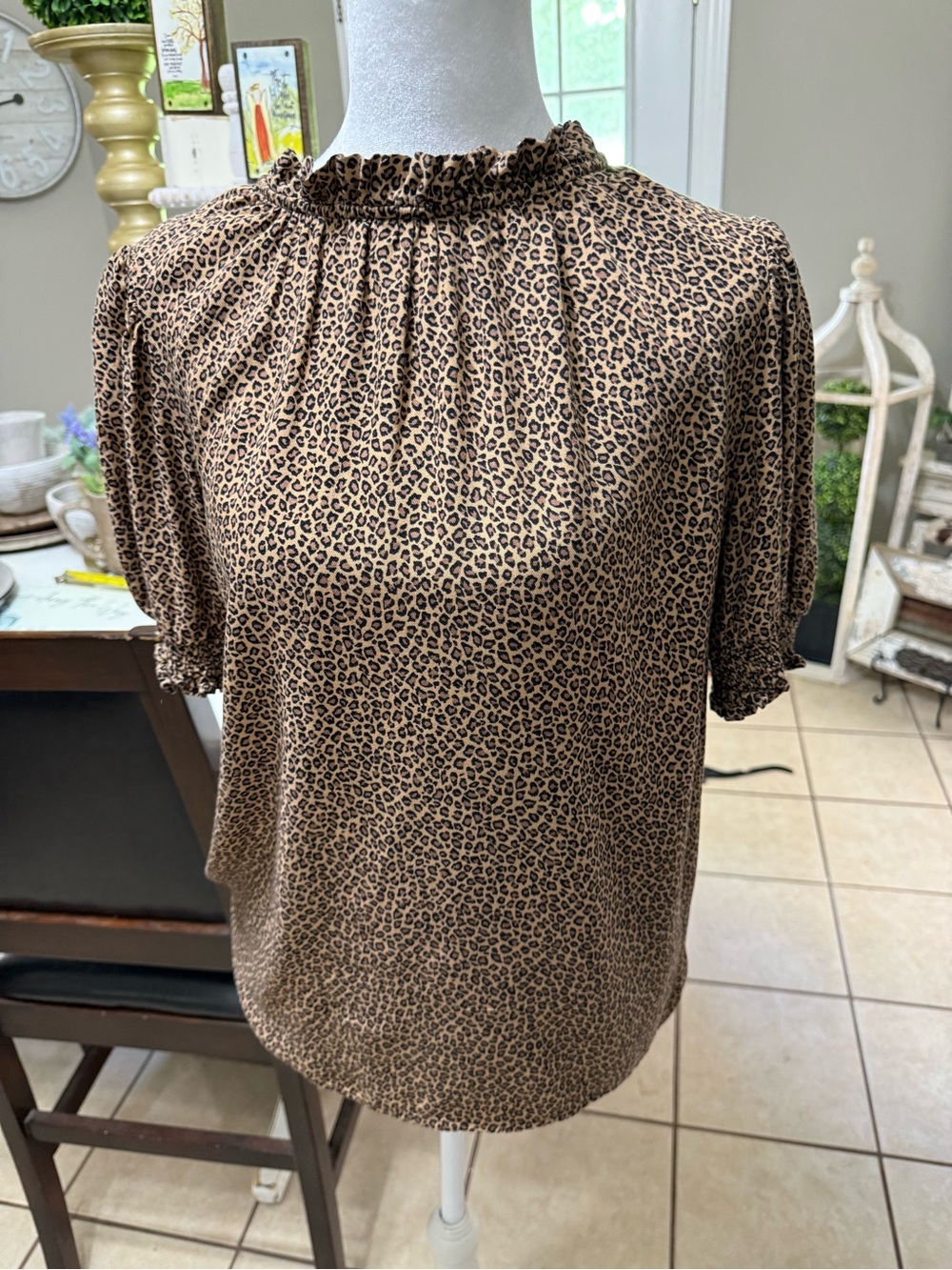 Amazon Essentials Leopard Print Top in Tan and Black - Picture 2 of 6